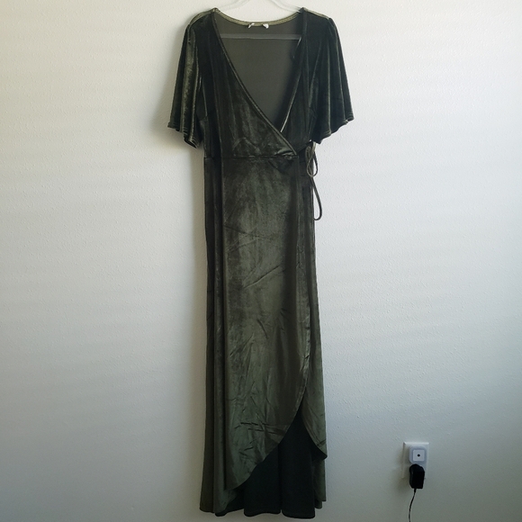 Baltic Born Emerald Green Velvet Wrap Maxi Dress - Picture 2 of 9